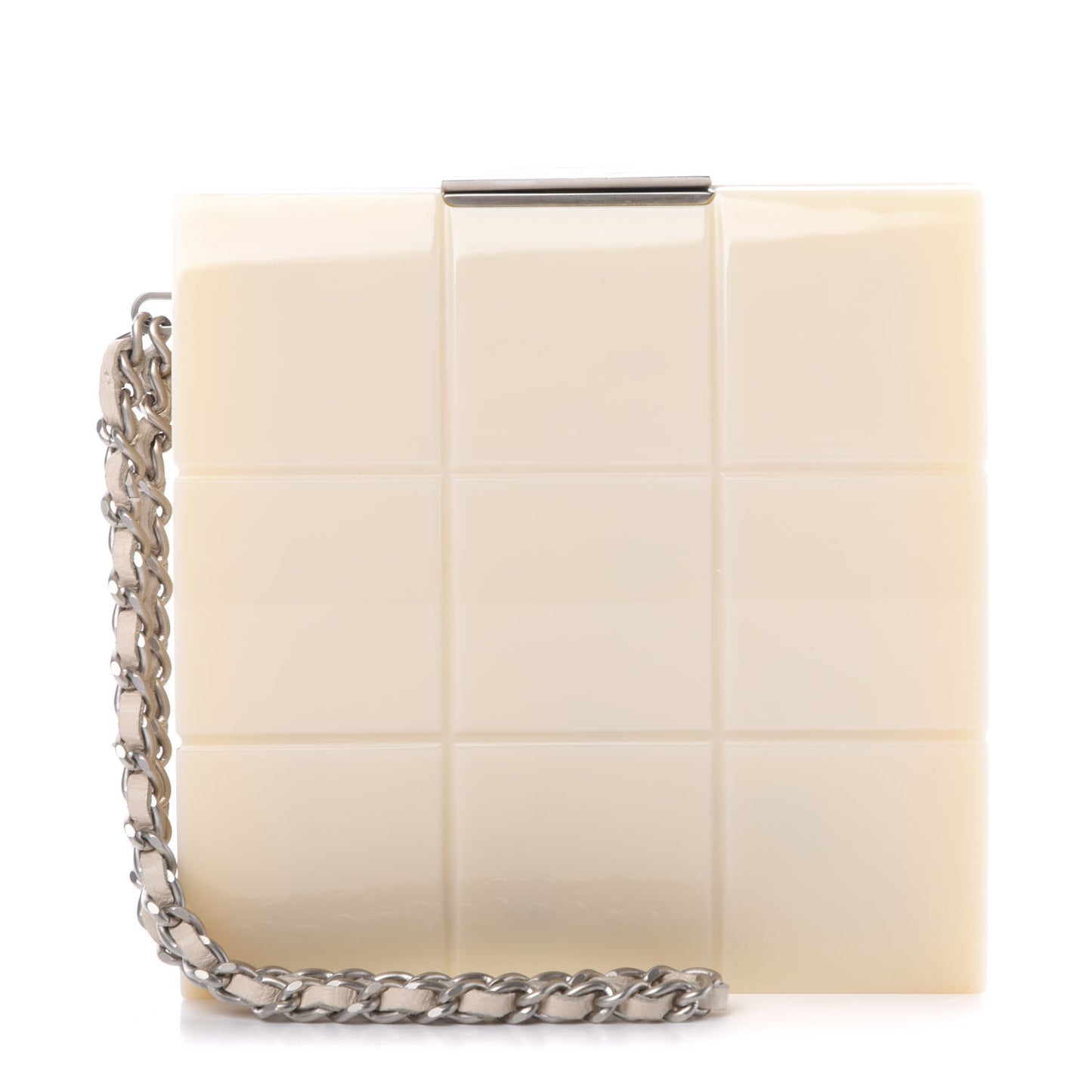 Plexiglass Minaudiere Wristlet Clutch Beige