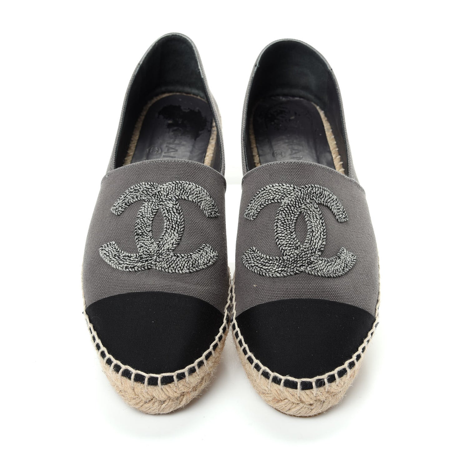 Canvas Grosgrain CC Espadrilles 40 Grey