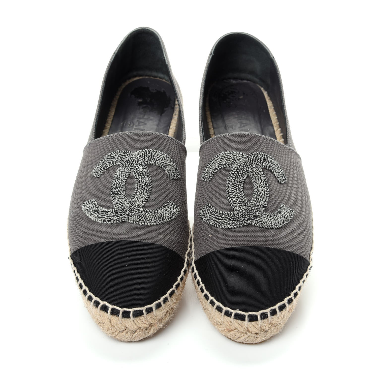 Chanel Canvas Grosgrain CC Espadrilles 40 Grey 5 of 10