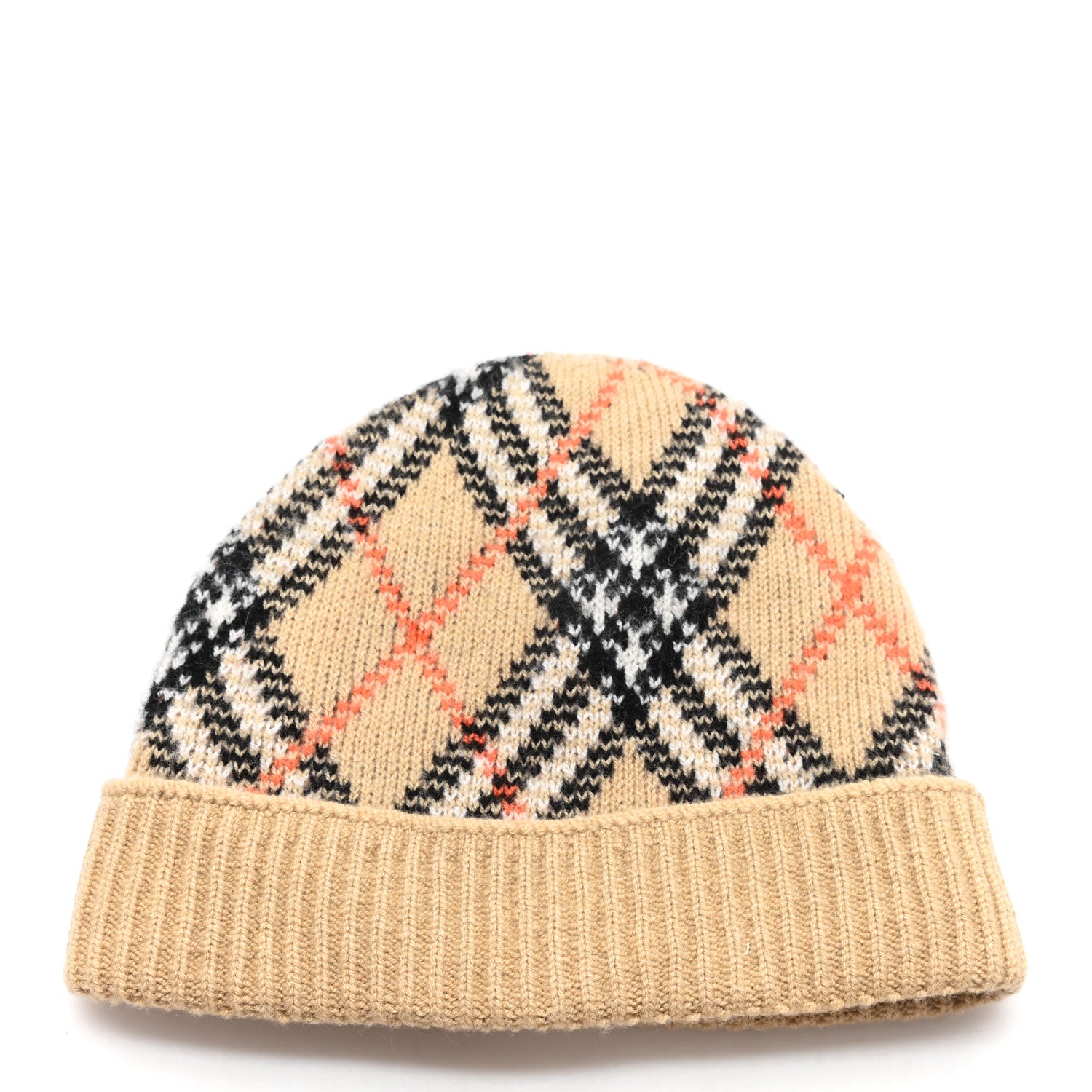 Burberry Cashmere Check Beanie Hat Sand Beige 1782781 – FASHIONPHILE