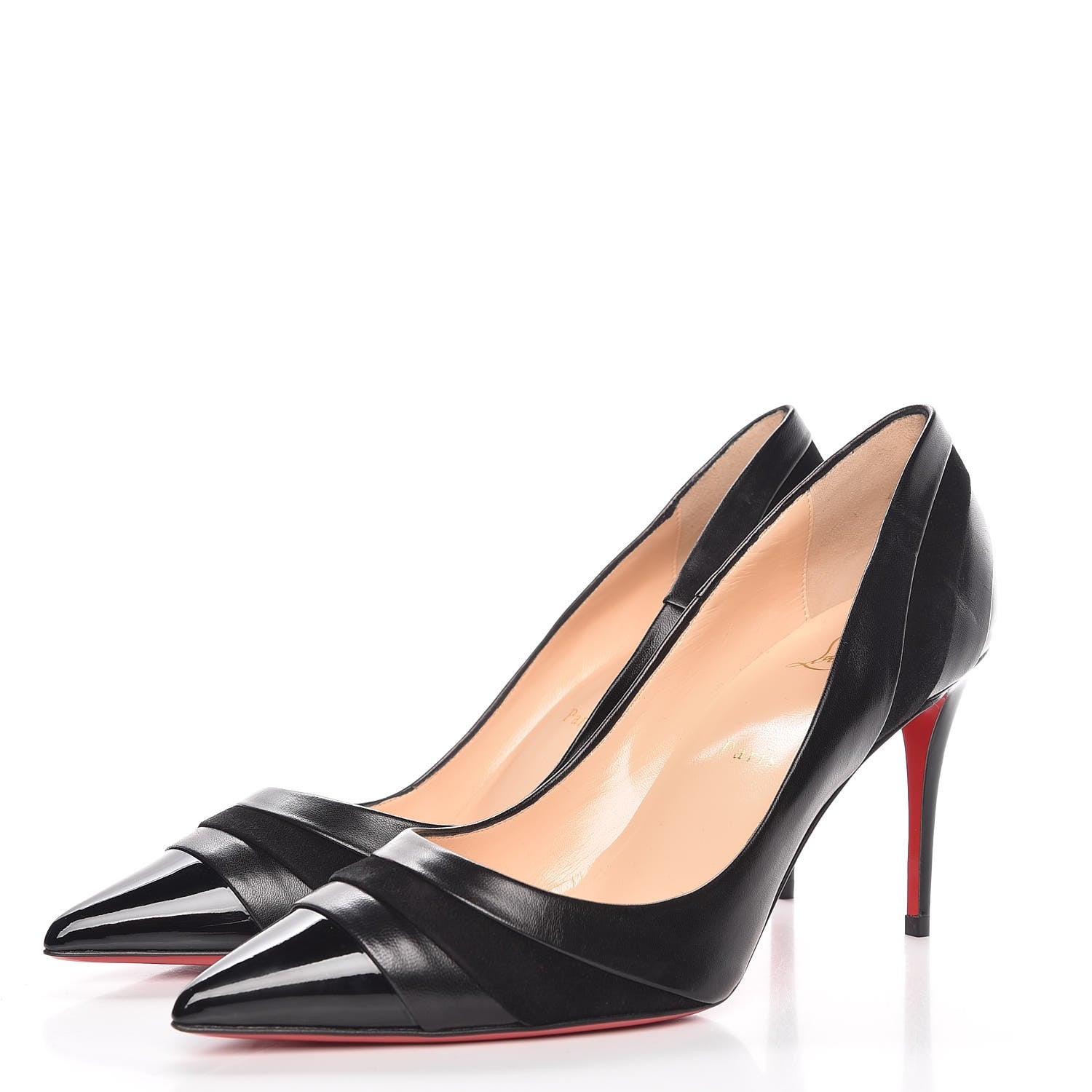 Christian Louboutin Nappa Patent Veau Velours Eklectica 85 Pumps 39 Black 3 of 8