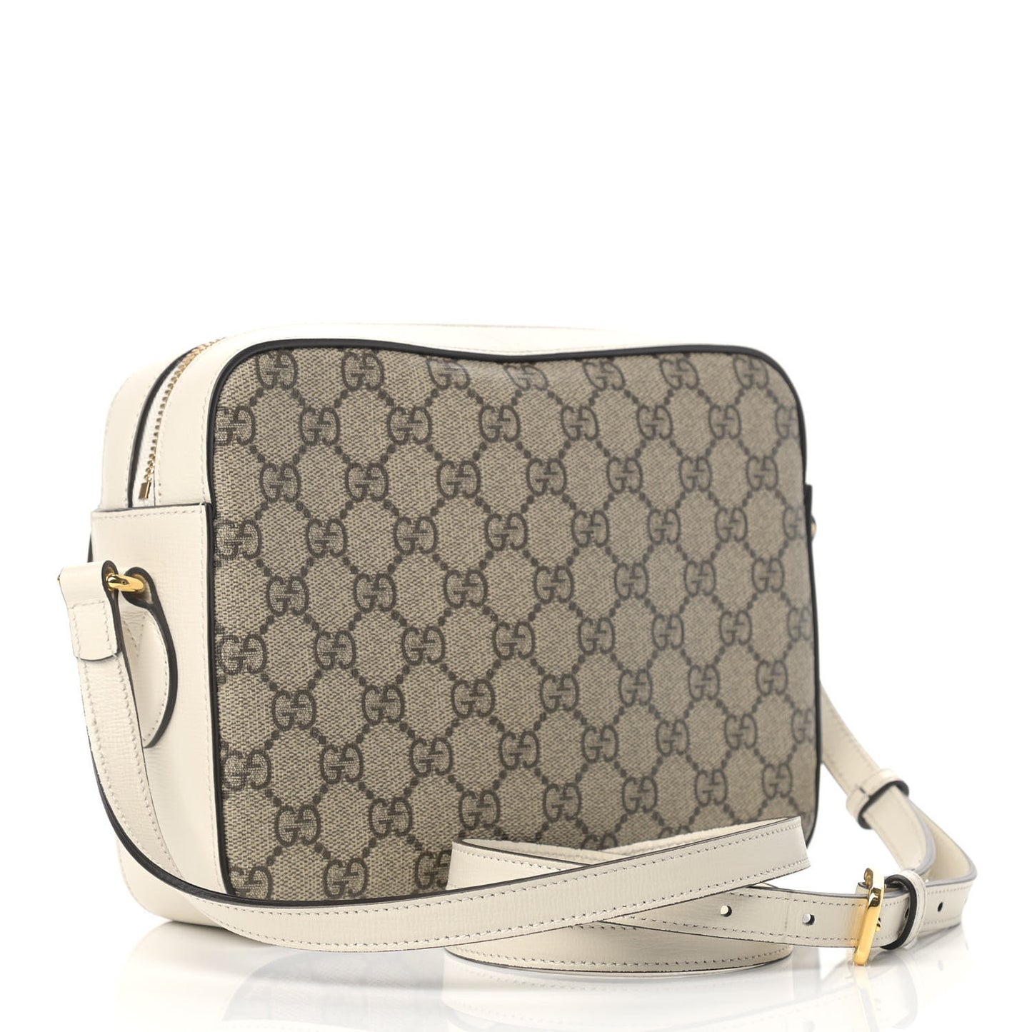 GG Supreme Monogram Small Horsebit 1955 Shoulder Bag Beige Mystic White