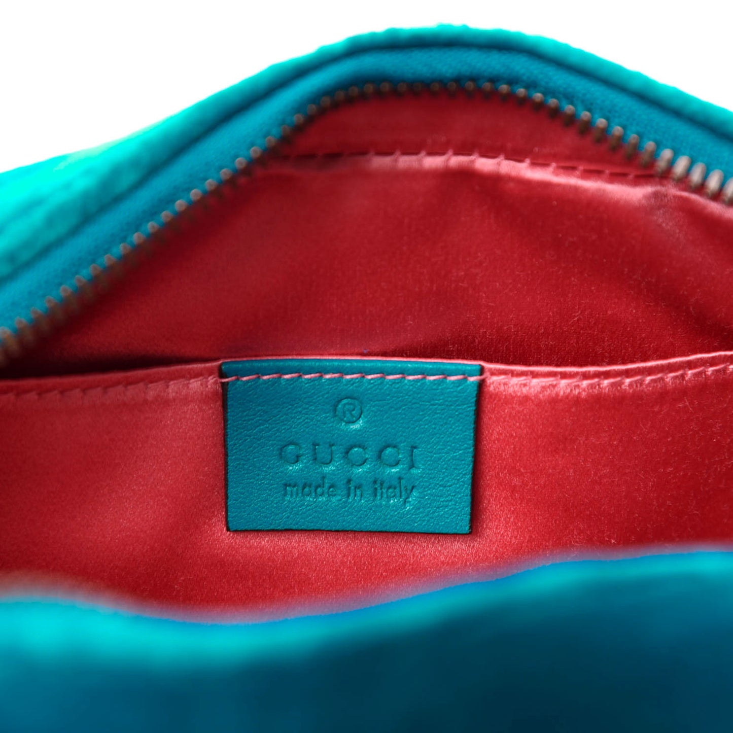 Velvet Matelasse Small GG Marmont Chain Shoulder Bag Pavone Cyan
