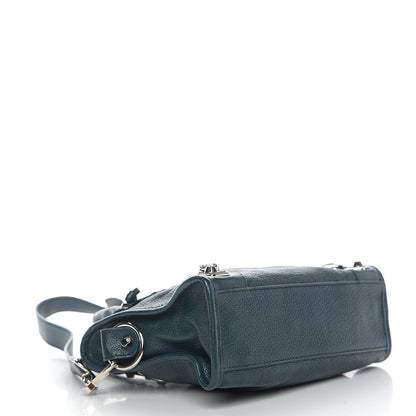 Balenciaga Chevre Silver Metallic Edge Hardware Mini City Bleu Paon 3 of 9