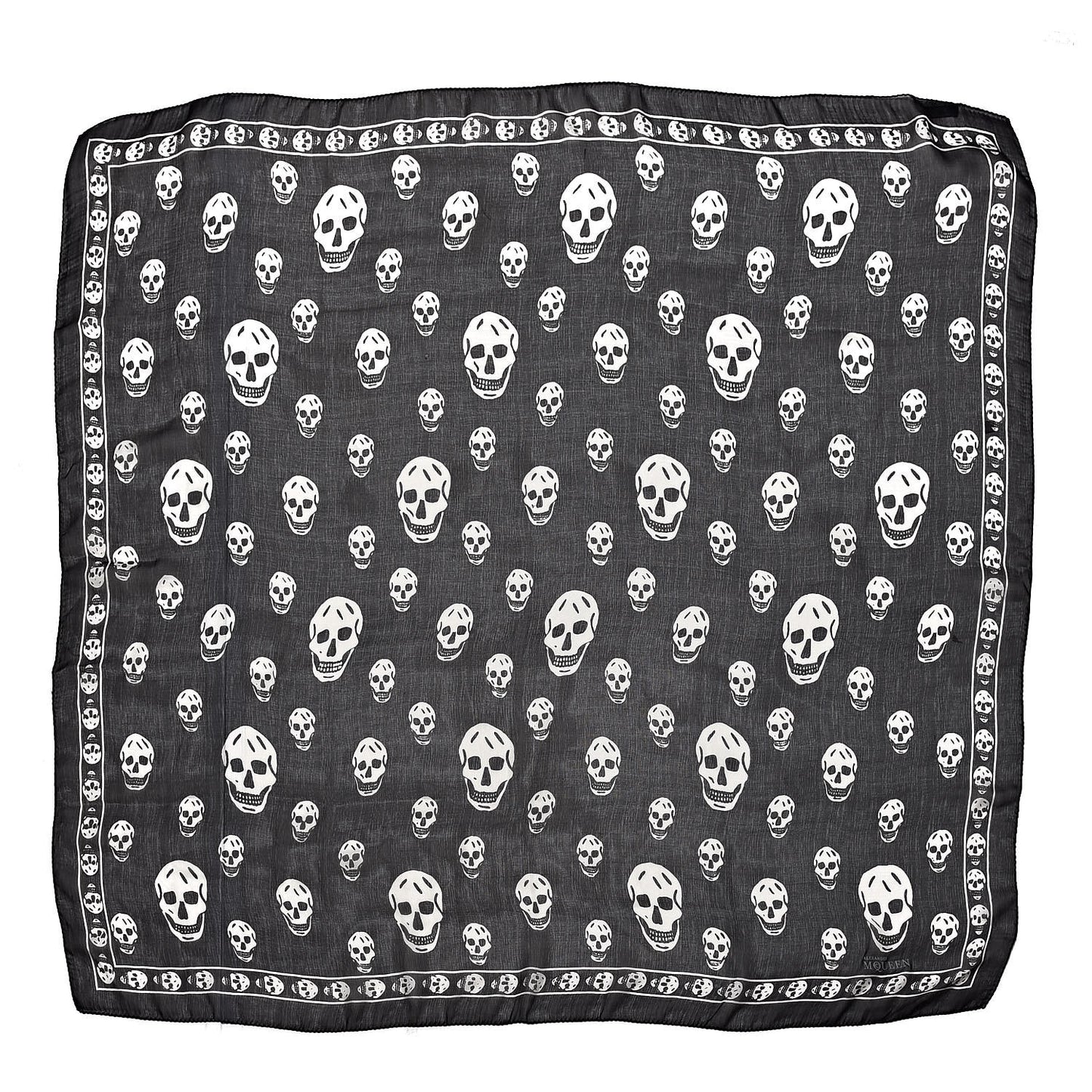 Silk Chiffon Skull Scarf Black Ivory