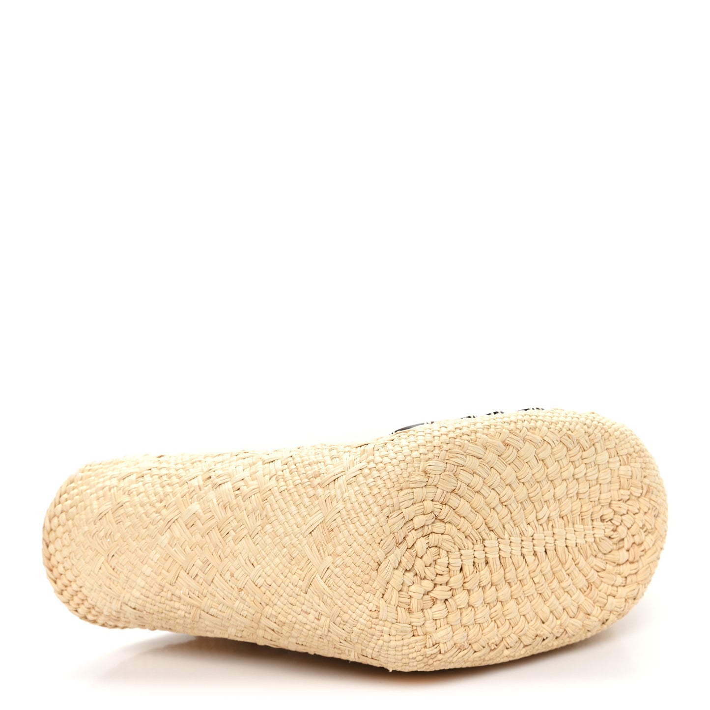 Calfskin Raffia Small Anagram Basket Tote Bag Natural Tan