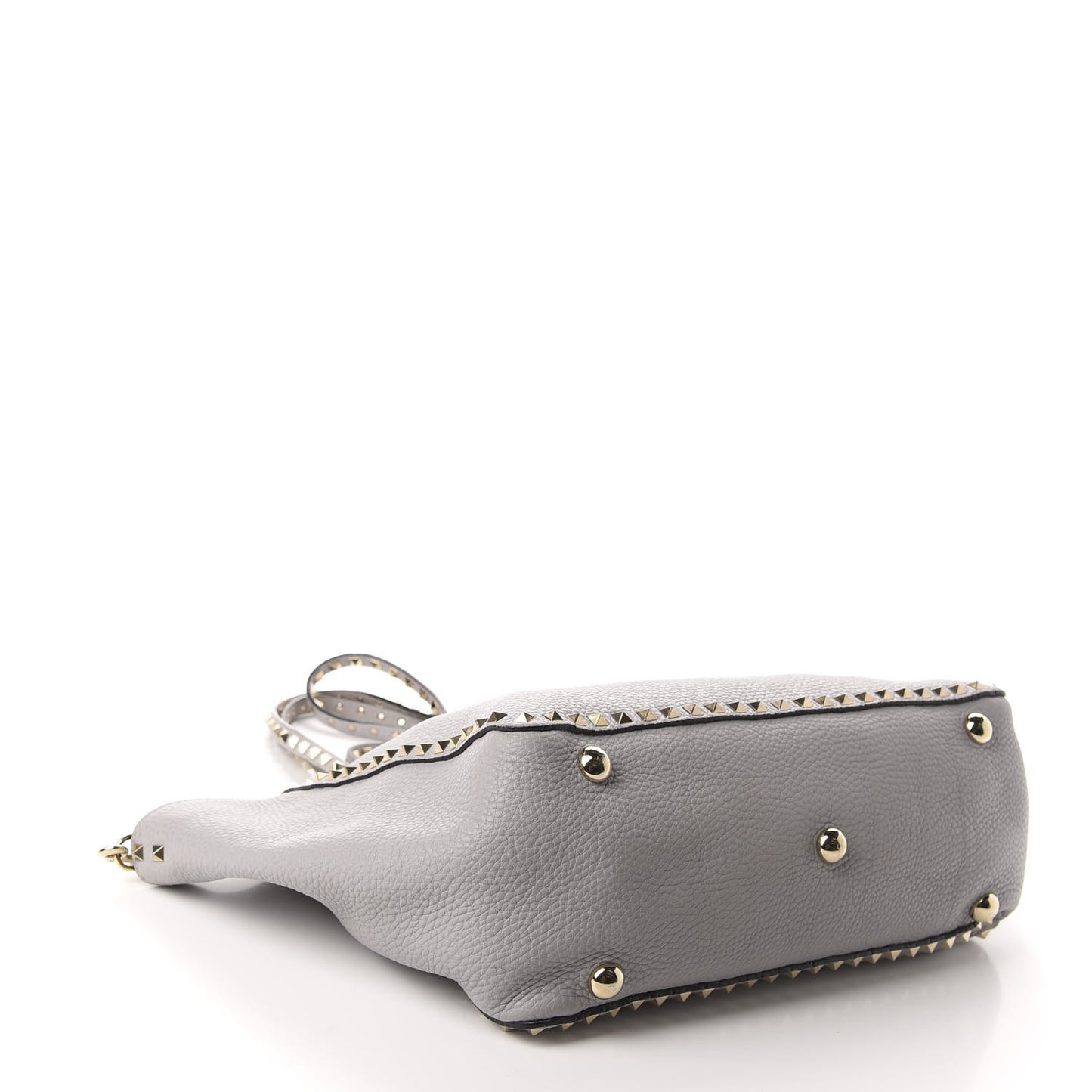Pebbled Calfskin Medium Rockstud Tote Pastel Grey