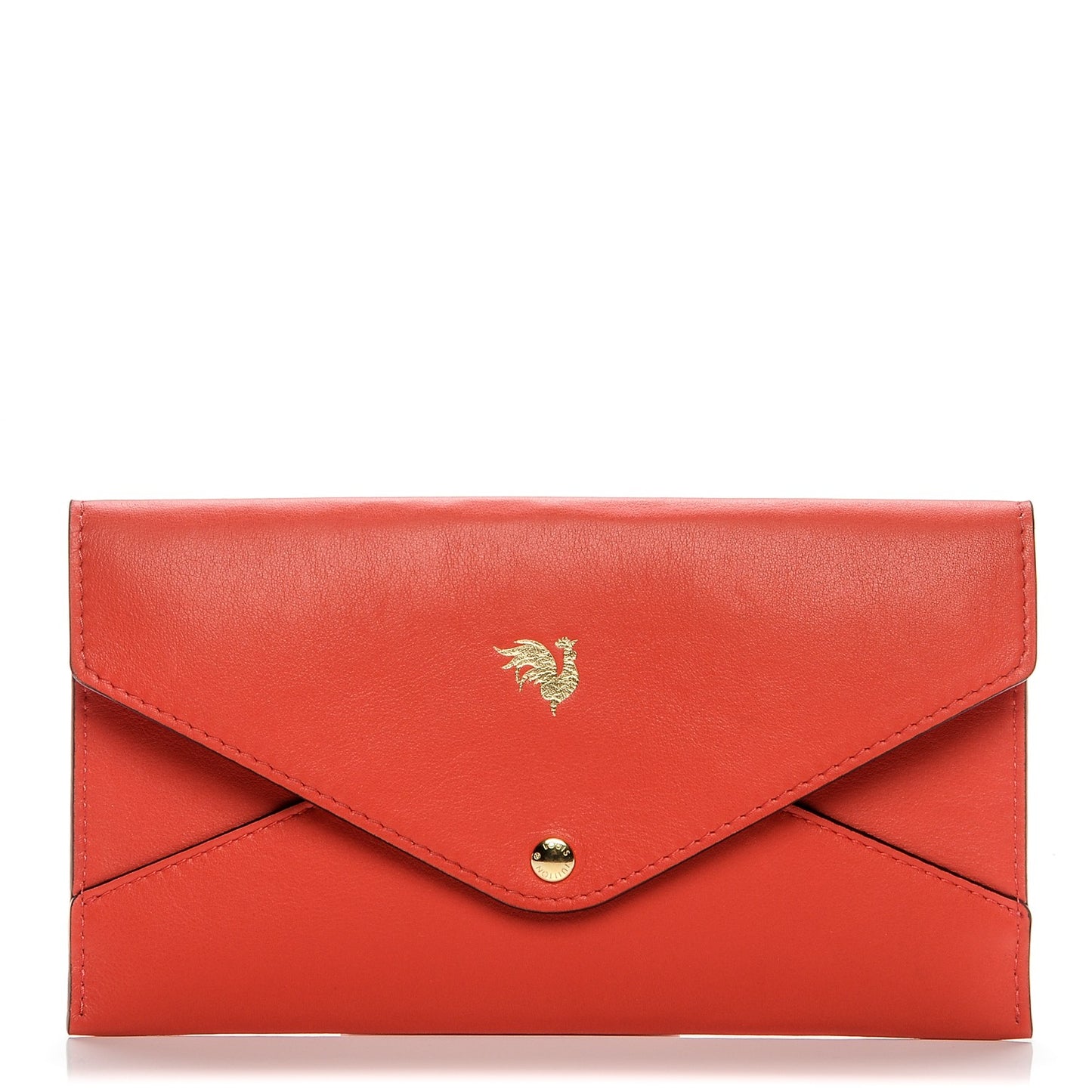Veau Cachemire Chinese New Year Rooster Envelope Pouch Red