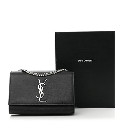 Saint Laurent Grain De Poudre Small Monogram Kate Satchel Black 10 of 10