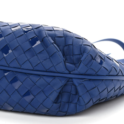 Bottega Veneta Nappa Patent Intrecciato Shoulder Bag Blue 10 of 11
