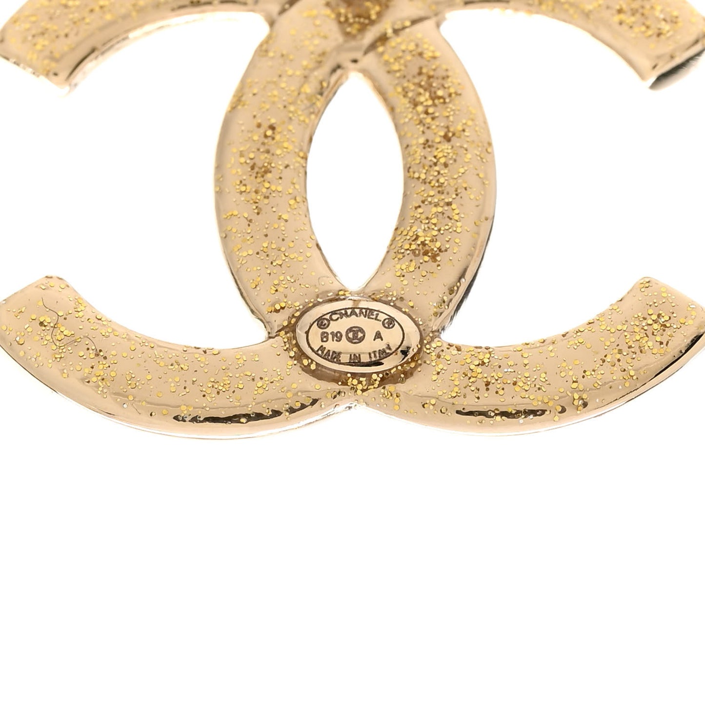 Crystal Glitter Quilted CC Earrings Light Gold