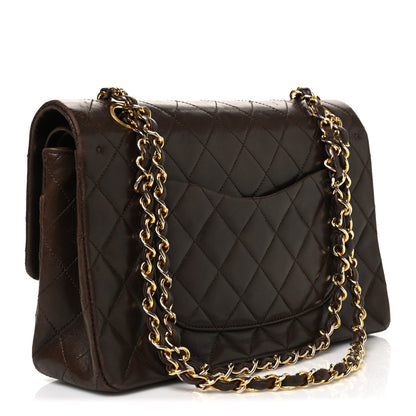 Chanel Lambskin Quilted Medium Double Flap Dark Brown 3 of 13