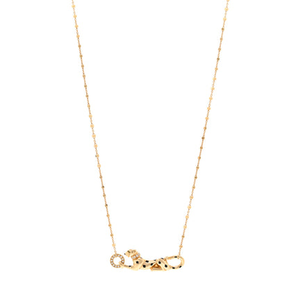 Cartier 18K Yellow Gold Diamond Tsavorite Black Lacquer Panthere De Cartier Necklace 1 of 5