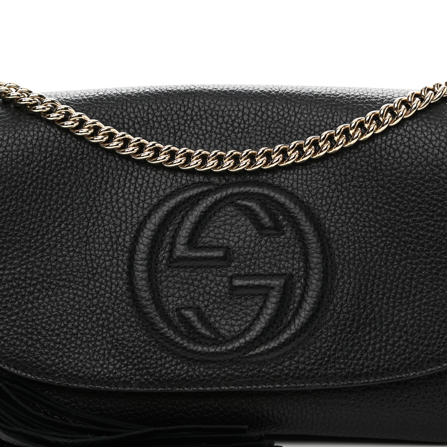 Pebbled Calfskin Medium Soho Flap Crossbody Black