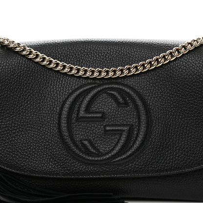 Gucci Pebbled Calfskin Medium Soho Flap Crossbody Black 8 of 11