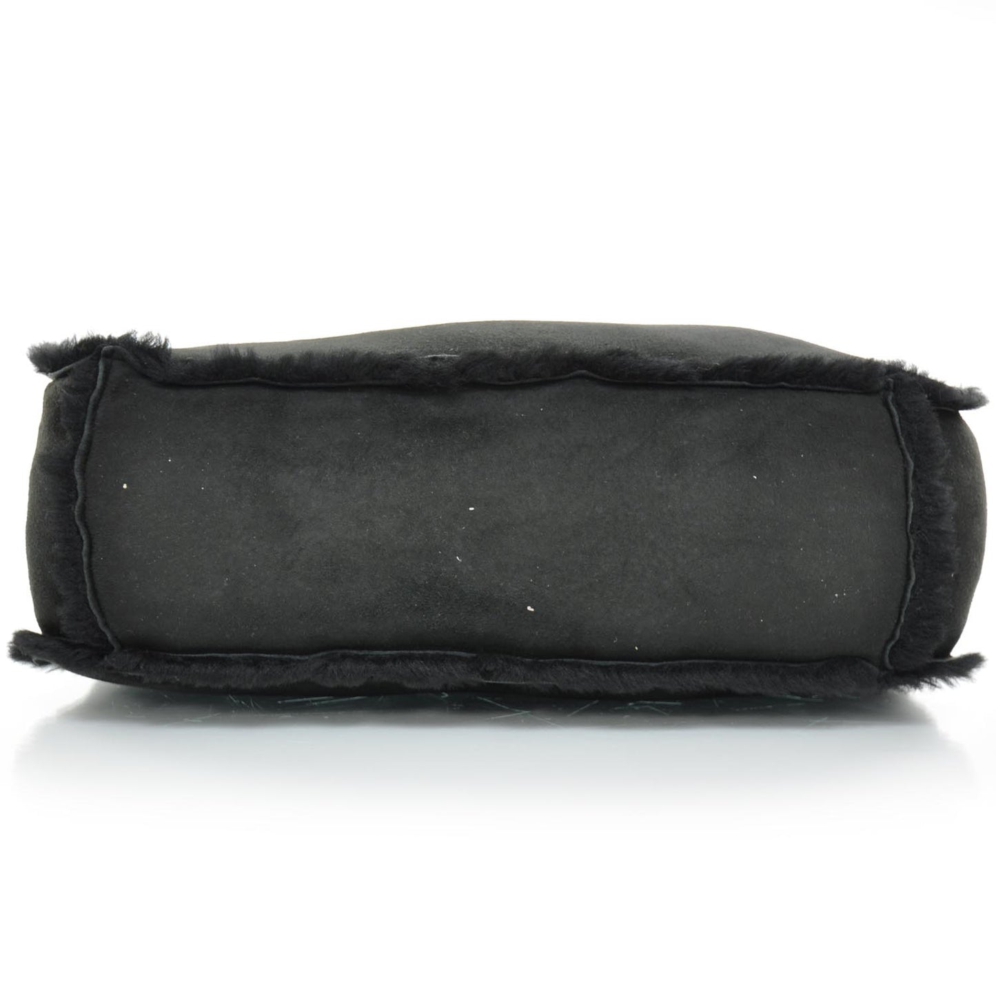 Suede Shearling Fur Handbag Black