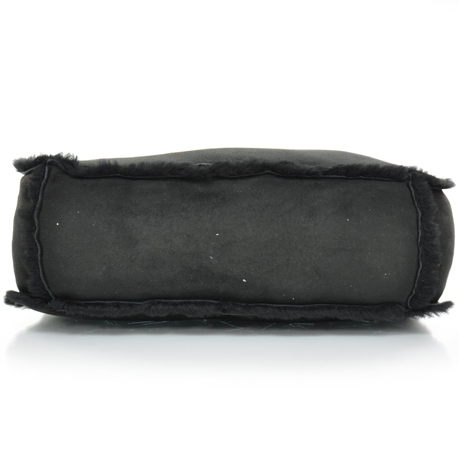 Chanel Suede Shearling Fur Handbag Black 5 of 12