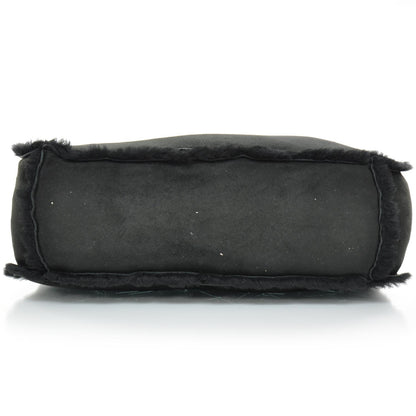 Chanel Suede Shearling Fur Handbag Black 5 of 12