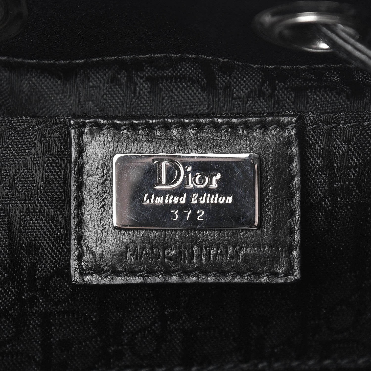 Christian Dior Satin Crystal Cannage Drawstring Bag Black 6 of 14