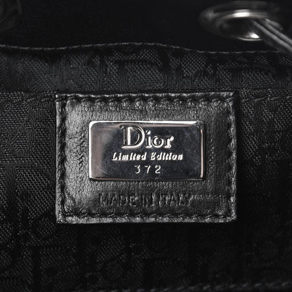 Christian Dior Satin Crystal Cannage Drawstring Bag Black 6 of 14