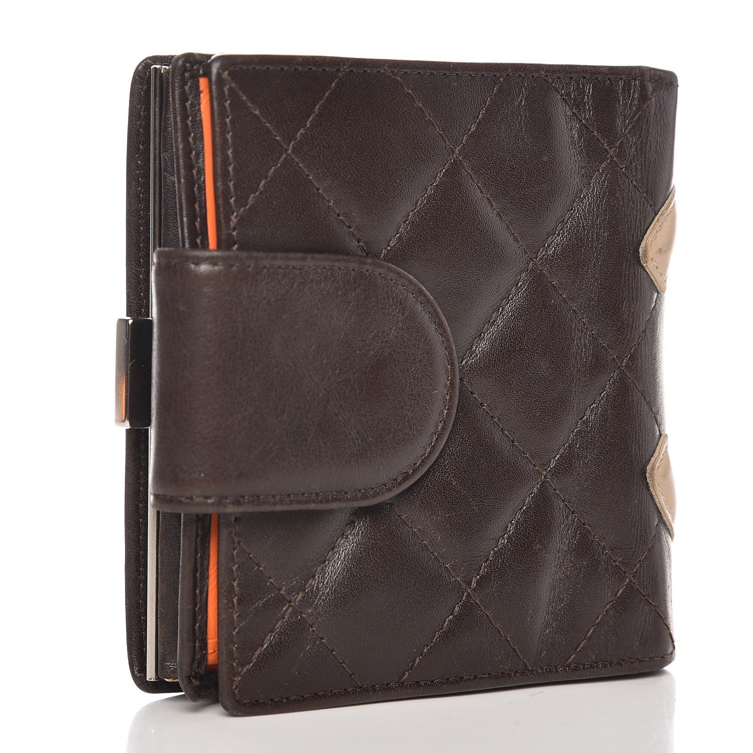 Chanel Calfskin Quilted Cambon Bi-fold Wallet Brown 3 of 12