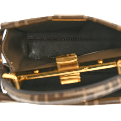Fendi Glazed Fabric Vitello FF 1974 Hairdo Girls Inlay Mini Peekaboo Iconic Satchel Mogano Panna Multicolor 5 of 12