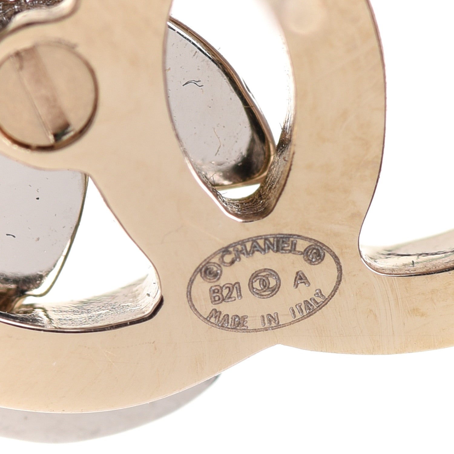 Chanel Crystal Double CC Earrings Gold Silver 4 of 5