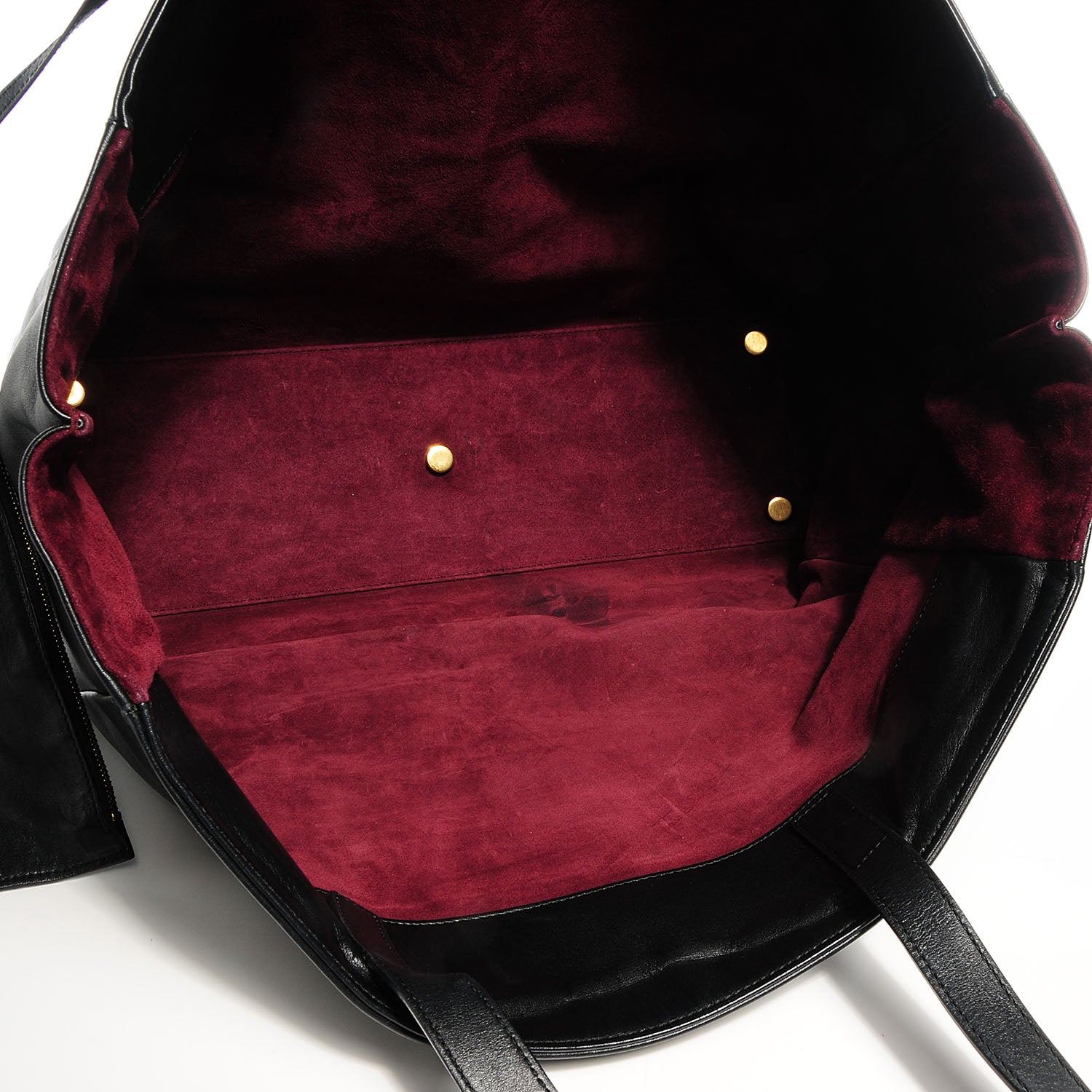 Saint Laurent Calfskin Suede Reversible Shopper Tote Noir Amarena 5 of 9