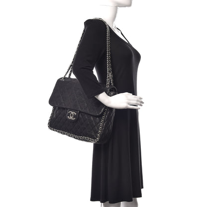 Chanel Washed Lambskin Quilted Maxi Chain Around Flap Black 2 of 10
