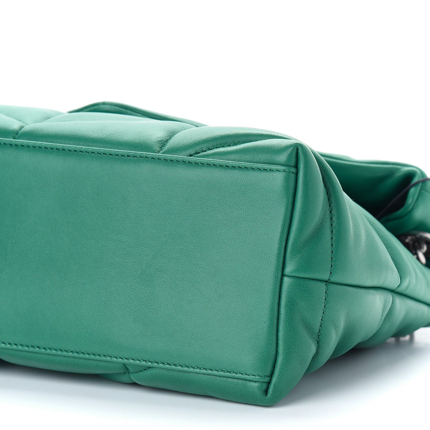 Lambskin Quilted Small Loulou Puffer Monogram Chain Satchel Green Field