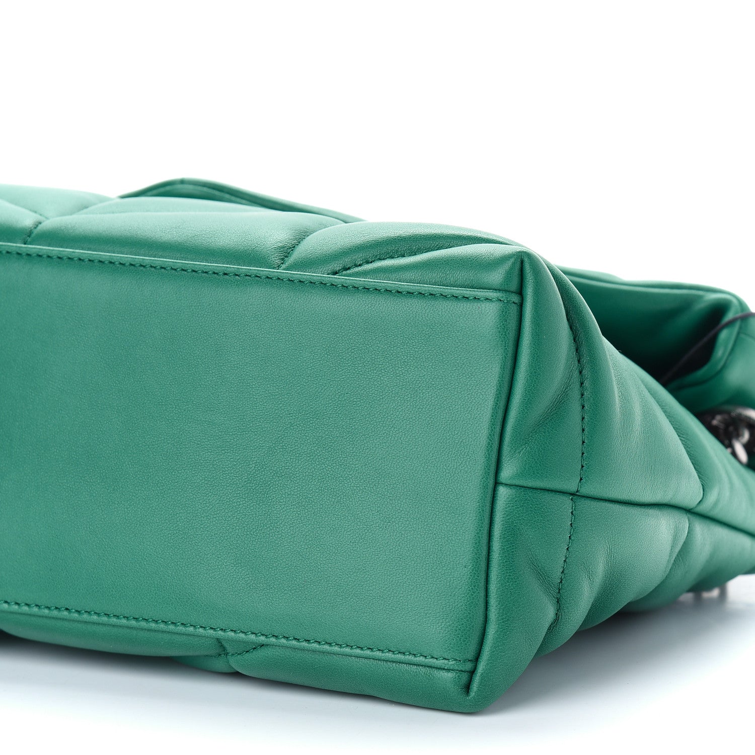 Saint Laurent Lambskin Quilted Small Loulou Puffer Monogram Chain Satchel Green Field 8 of 8