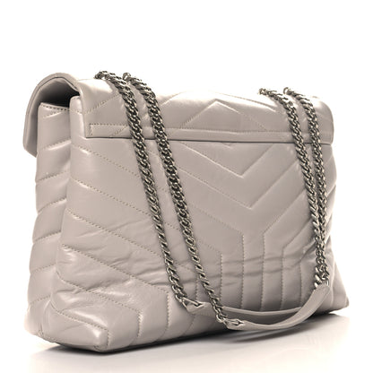 Saint Laurent Calfskin Y Quilted Monogram Medium Loulou Chain Satchel Granite 3 of 12