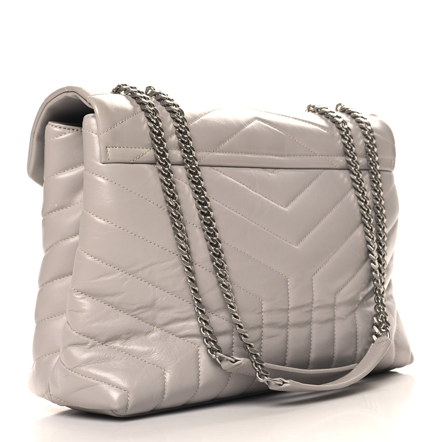 Calfskin Y Quilted Monogram Medium Loulou Chain Satchel Granite