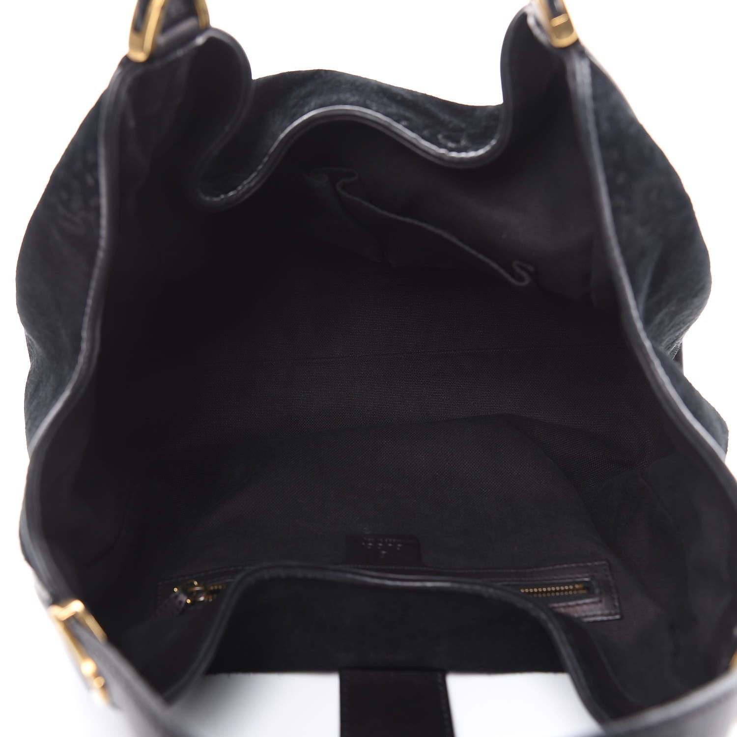 Gucci Nubuck Brocade Medium Soft Stirrup Shoulder Bag Black 5 of 18
