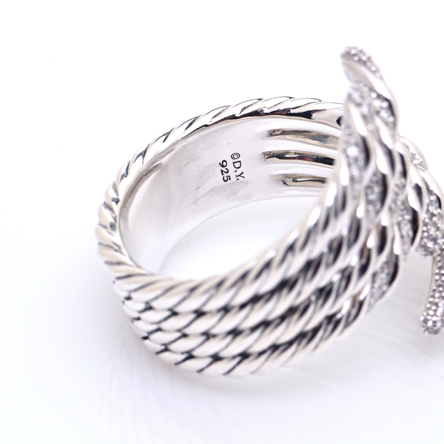 Sterling Silver Diamond Willow Open Four Row Ring 56 7.5