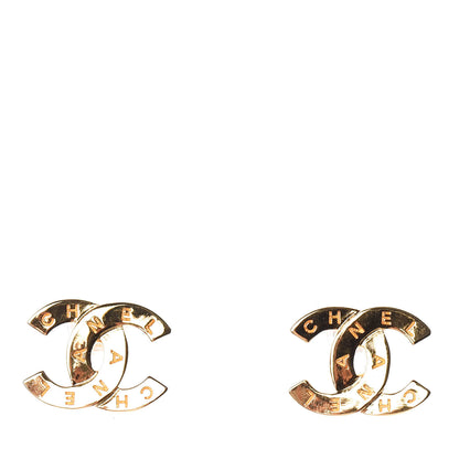 Chanel Metal CC Paris Button Stud Earrings Gold 1 of 4