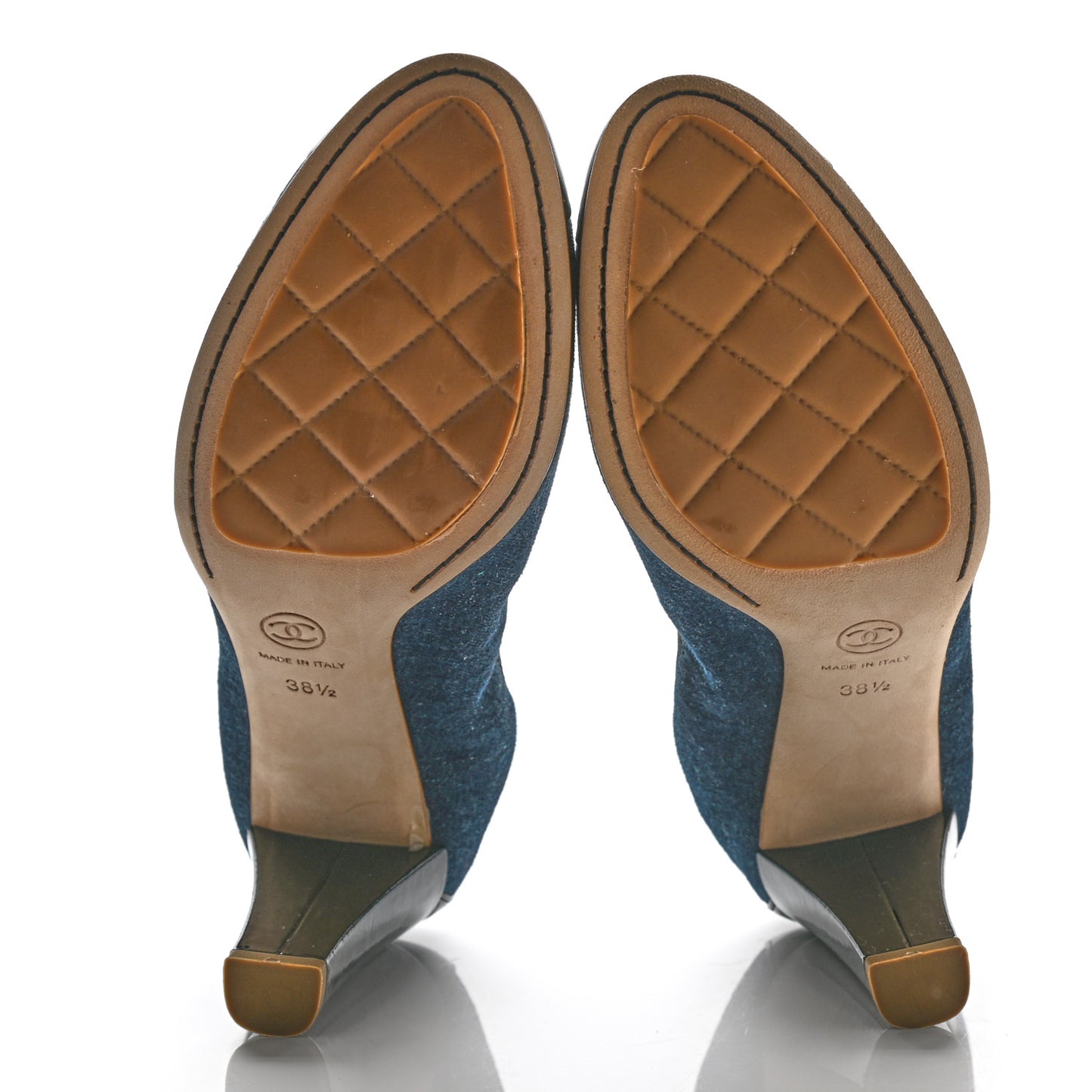 Denim Patent CC Elastic Stretch Pumps 38.5 Blue Black