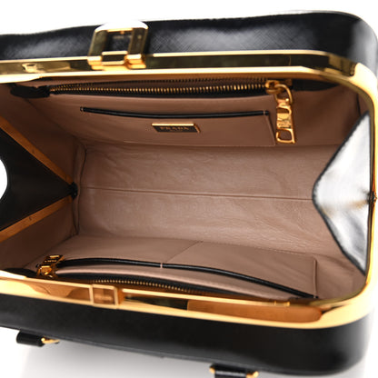 Prada Saffiano Vernice Pyramid Bag Black 5 of 9