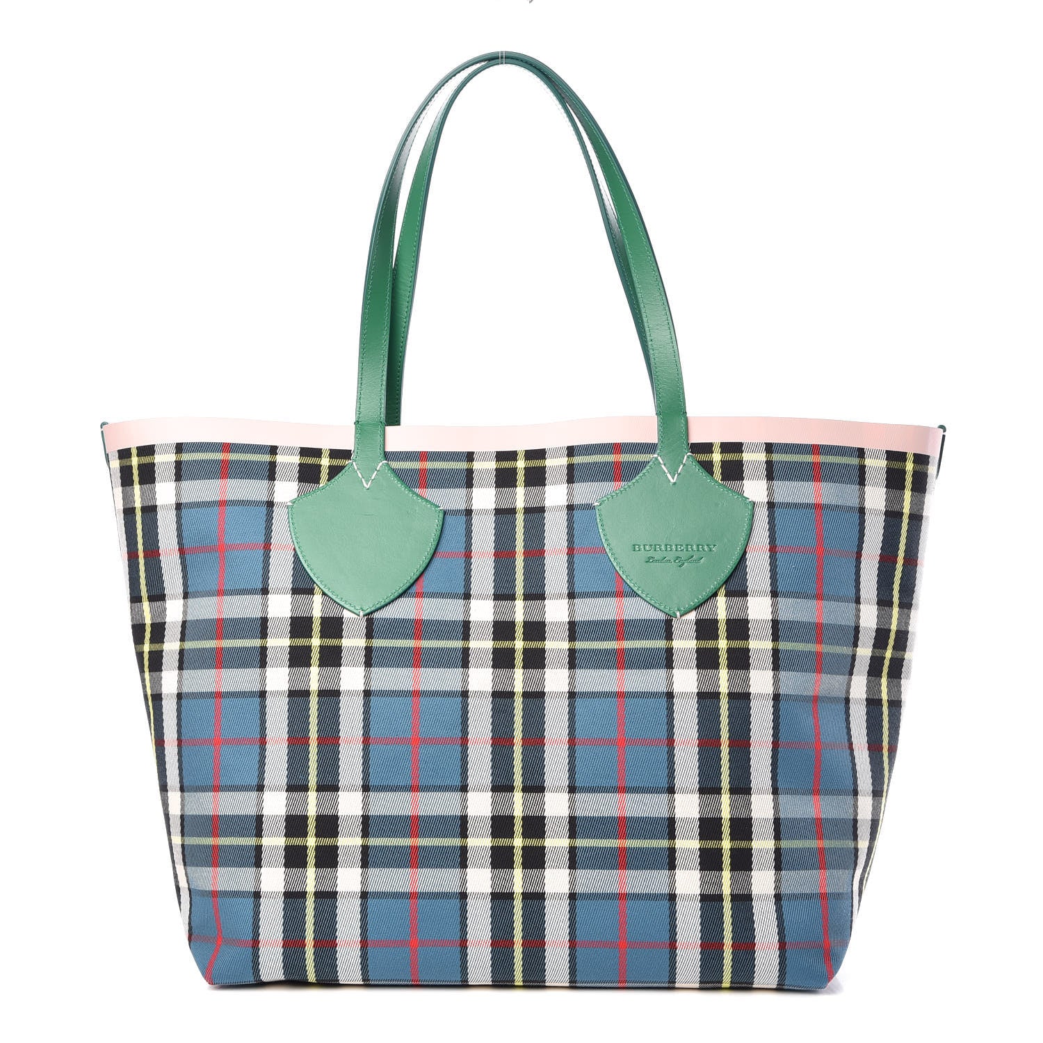 Burberry Vintage Check Large The Giant Reversible Tote Palm Green Pink Apricot 1 of 17
