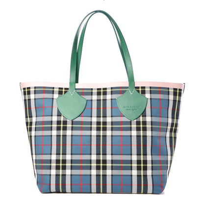 Burberry Vintage Check Large The Giant Reversible Tote Palm Green Pink Apricot 1 of 17