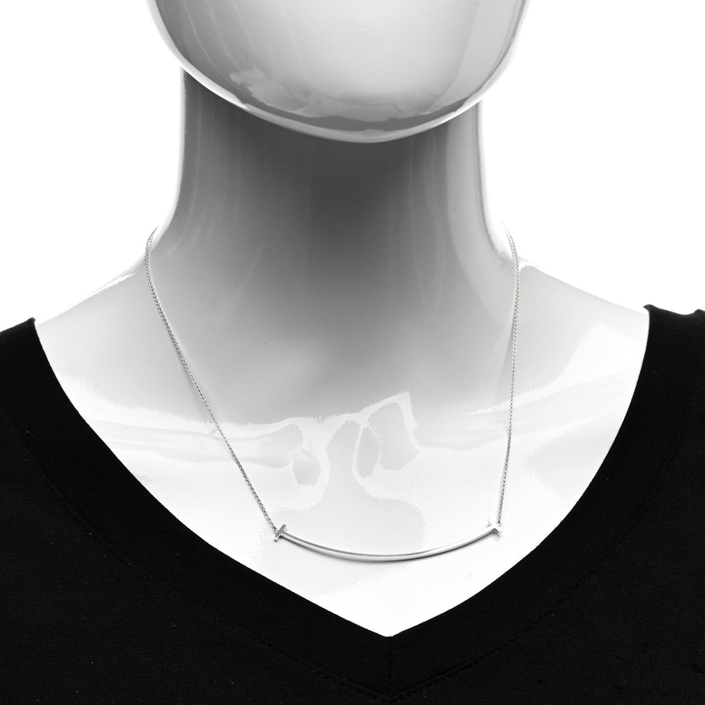Sterling Silver Large T Smile Pendant Necklace