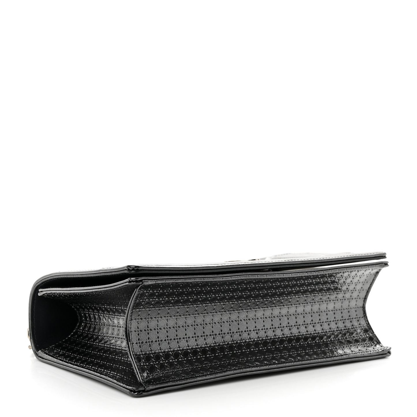Metallic Patent Micro-Cannage Medium Diorama Flap Bag Onyx Black