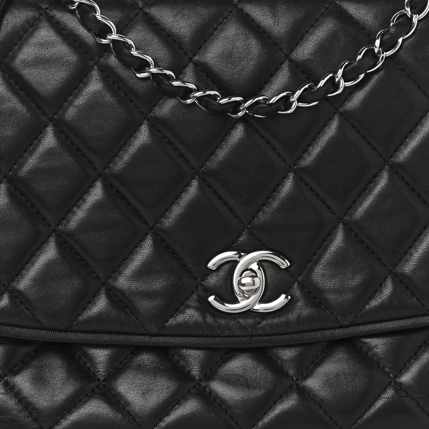 Chanel Lambskin Quilted Large Pagode Piping Flap Black 7 of 17