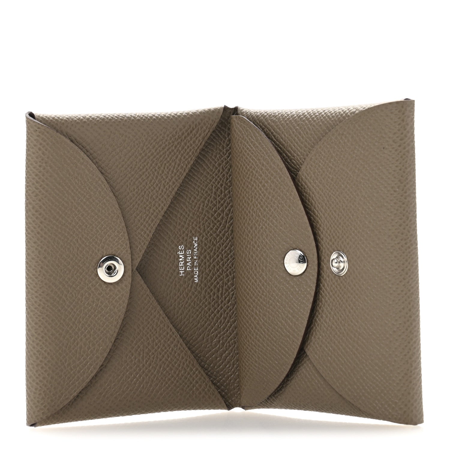 Hermes Epsom Calvi Duo Card Case Etoupe 5 of 8