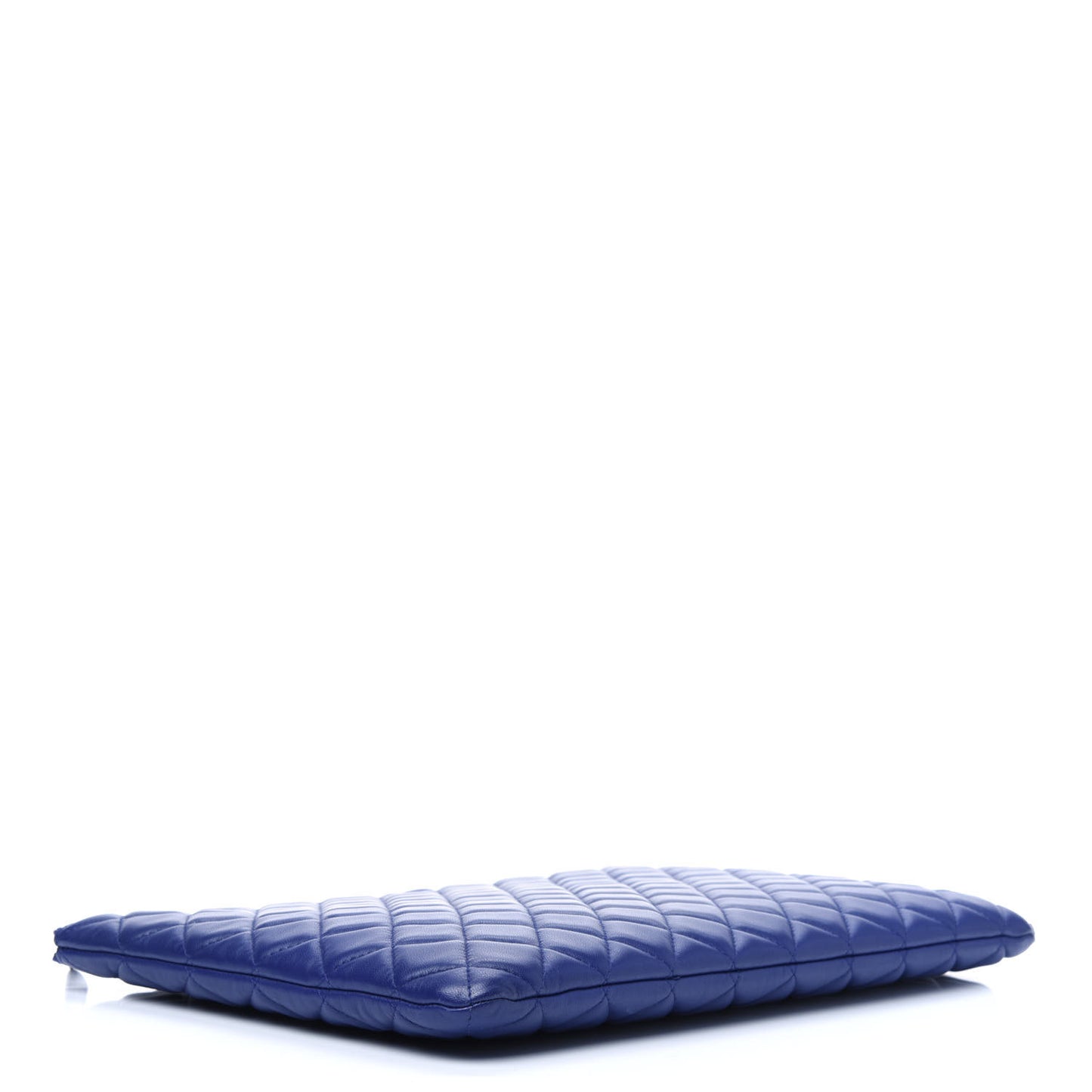 Lambskin Quilted Large Cosmetic Case Blue