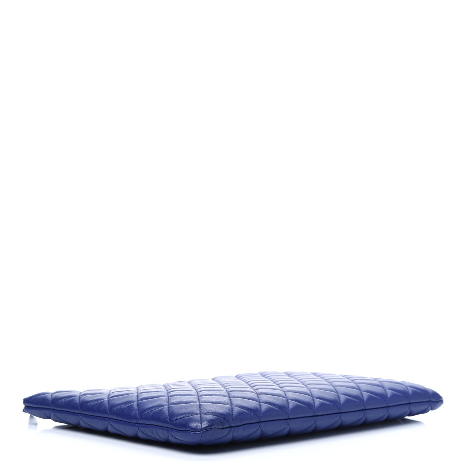 Chanel Lambskin Quilted Large Cosmetic Case Blue 4 of 13