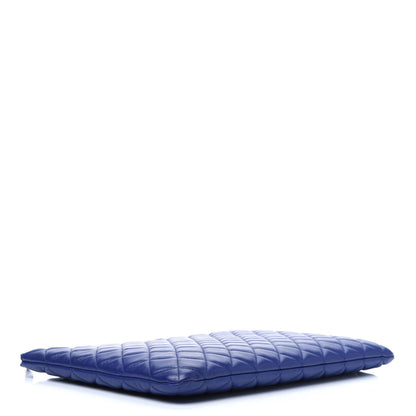 Chanel Lambskin Quilted Large Cosmetic Case Blue 4 of 13
