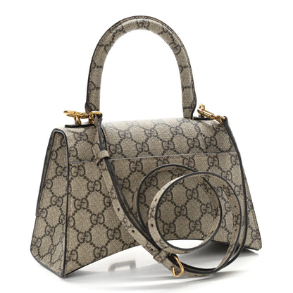 Balenciaga X GUCCI GG Supreme Monogram Small Hourglass Top Handle Bag Beige Ebony 3 of 9