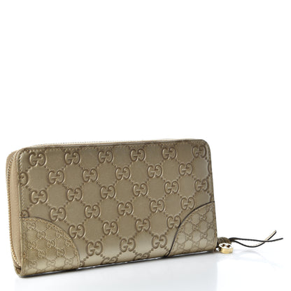 Gucci Metallic Guccissima Microguccissima Bree Zip Around Wallet Golden Beige 3 of 6