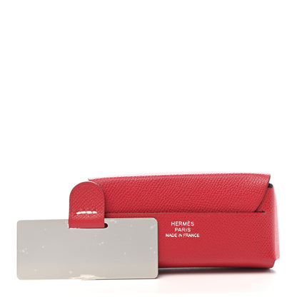 Hermes Grained Madame Calfskin Lipstick Case with Mirror Rouge Piment 1 of 6